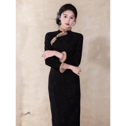 新款改良新中式高端旗袍裙年轻款加绒加厚冬装日常LSB4329 商品图1