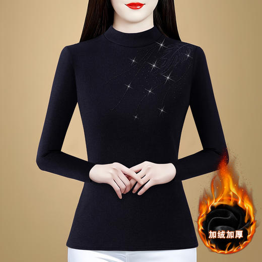 KQL 765G512打底衫半高圆领加厚长袖t恤韩版上衣 商品图3