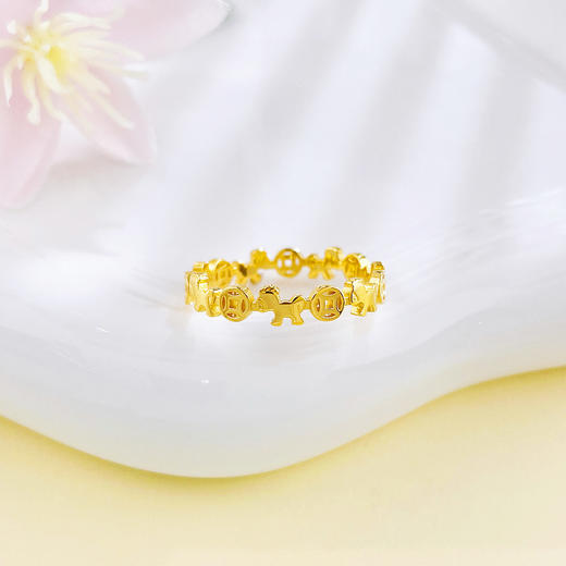 【限时克减150元】足金999 #马年新品 #生肖  #招财纳福  5G黄金亮面实心固口戒指马上有钱金色卡通木马金钱戒圈戒(AN5GQJZ10001),(预售产品下单后不退款不退货不换货不补差价) 商品图1
