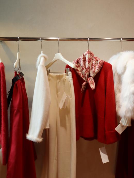 PIANAI冷小姐#  丝羊毛红色印花丝巾 商品图4