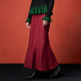 【林栖设计小店】柔棉轻暖|羊毛金丝混纱半身裙静奢2025秋冬新款鱼尾裙女G1954288