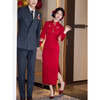 【百事合心】加绒加厚红色旗袍敬酒服，新娘冬装订婚结婚礼服婚礼回门便装LSB4299 商品缩略图1