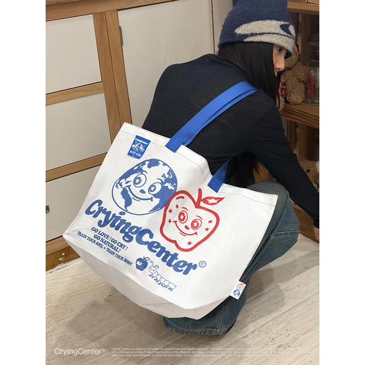 CryingCenter 地球派对单肩手提大容量购物袋环保编织袋 哭喊中心 商品图2