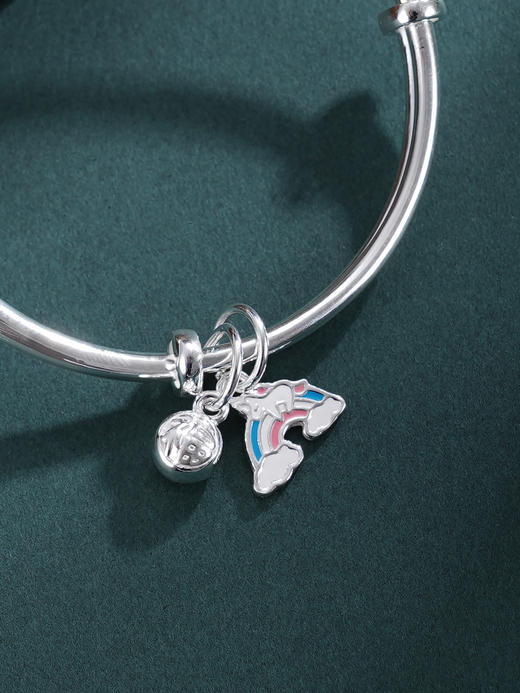 子佩集【逐光小马】银S999童镯【WT000396】彩虹福马 商品图3