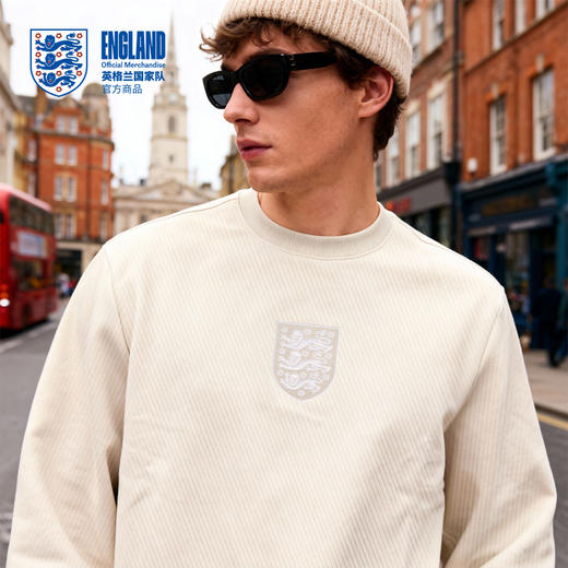 【官方正版】英格兰国家队 | 秋冬字母套头卫衣米白色圆领卫衣 商品图4