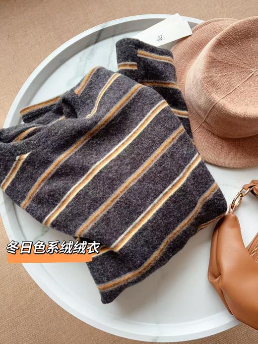 老米优品🎈软到像被兔子贴贴~🐇《黄色条纹兔毛绒温暖宽松打底tee》像开了复古滤镜！宽松遮肉，柔软双面绒，蓄热力一流哦！T251202A 商品图2