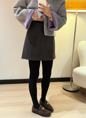外贸冬季加厚羊毛毛呢半身裙A字短裙121106