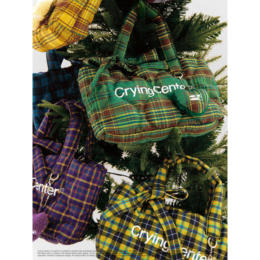 CryingCenter多色复古格纹托特包（含云朵挂件）斜挎单肩包大小号 商品图2