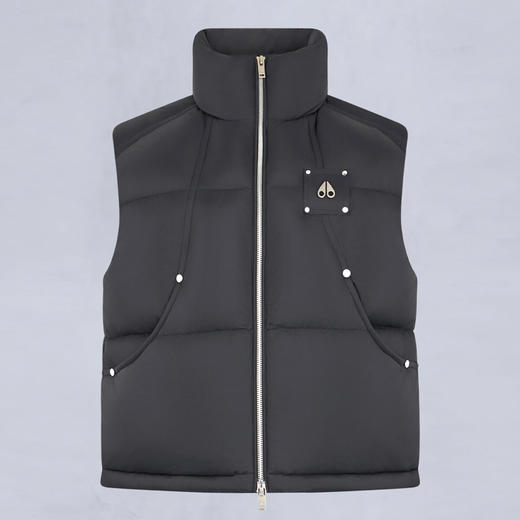 MOOSE KNUCKLES 女士金属驼鹿指节徽标绗缝羽绒马甲 黑色 M35LV461 292 商品图0