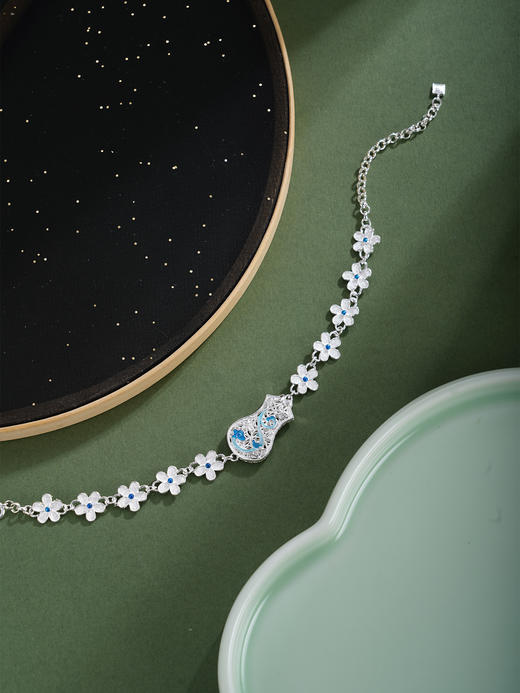 子佩集【花绕云裳】银S990手链【QFSL020】一个旗袍花朵花丝珐琅彩原创作品 商品图2