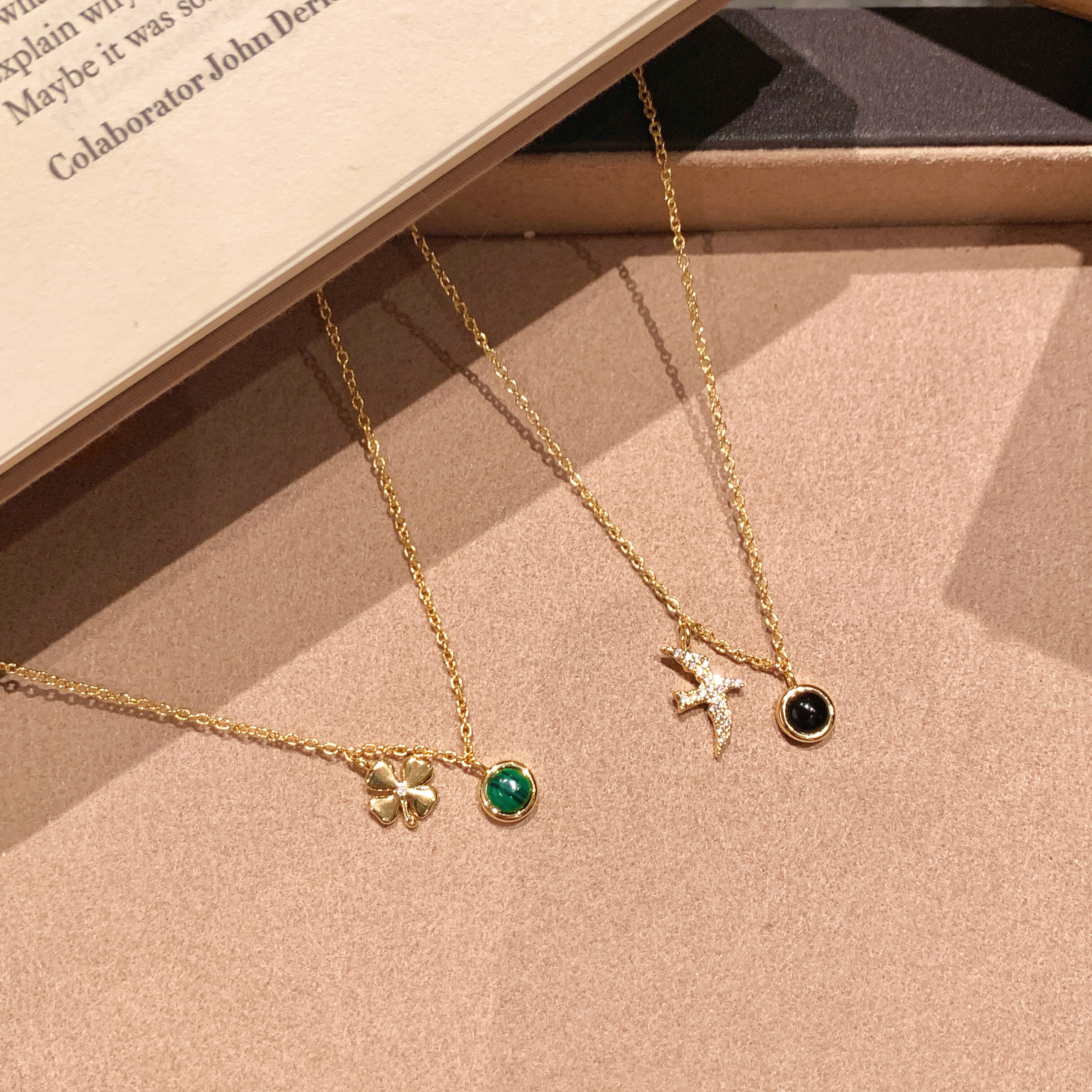 【微信专享款】ARSIS｜秘密花园系列 飞鸟四叶草双吊坠项链