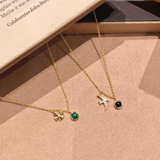 【微信专享款】ARSIS｜秘密花园系列 飞鸟四叶草双吊坠项链 商品图0
