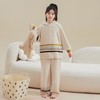 睡衣针织外穿家居服软绵绵女童半边绒秋冬季新款条纹加绒连帽 商品缩略图1