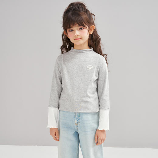 笛莎Deesha 2026春季女童时尚简约拼接撞色长袖T恤 商品图3