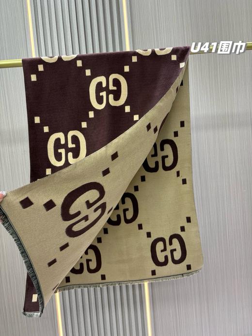 古池双G提花女士男士羊毛真丝围巾 商品图5