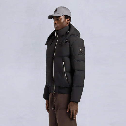 MOOSE KNUCKLES 男士金属驼鹿指节徽标绗缝连帽羽绒服 黑色 M35MB049 292 商品图3