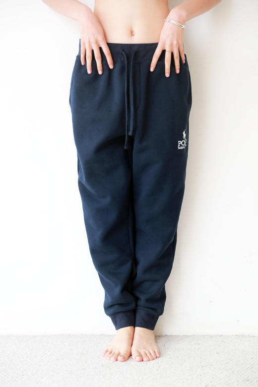 小标刺绣加绒卫裤。学院风松紧腰靛蓝收口长裤加厚慢跑裤C121260 商品图8