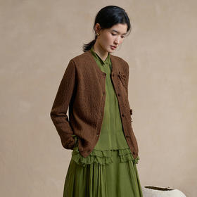 【林栖设计小店】手工钩花|金纱棉毛织外套修身肌理感2026早春新款开衫女1961150