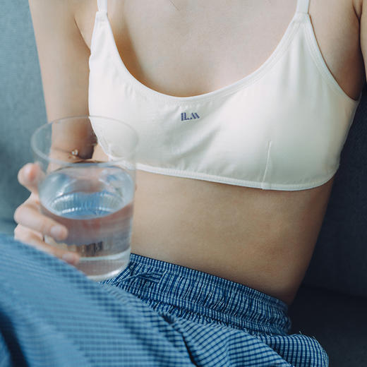 靴下物棉质内衣女夏季薄款日系少女文胸背心一体式固定胸垫不跑杯 商品图0