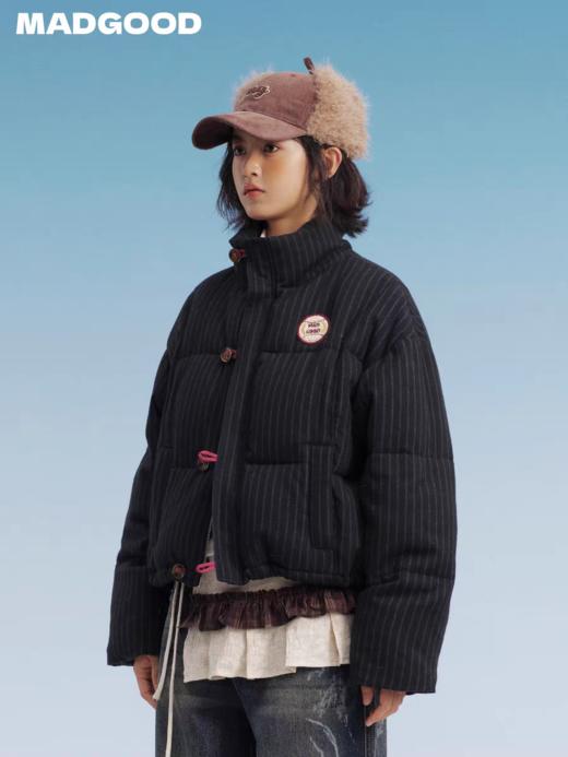 马得工地/MDGDWT14053/条纹毛呢羽绒服 商品图1