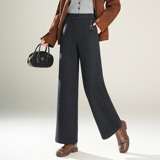 垂感修身加绒牛仔直筒裤，窄版显瘦阔腿裤松紧腰休闲九分裤MYX-JF-7663-L 商品图1