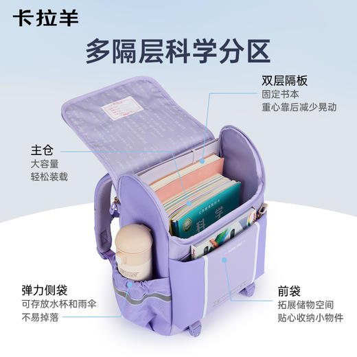 【大嘴书包3.0上新】卡拉羊小学生1-6年级6维减负防下坠大嘴书包双肩背包凯旋系列CX2299+2625 商品图5