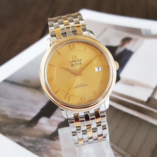 【95新】OMEGA 欧米茄424.20.37.20.08.001天文台认证同轴自动机械机芯日期显示37MM（男款）碟飞系列精钢/18K黄金 281125NJS41 商品图3