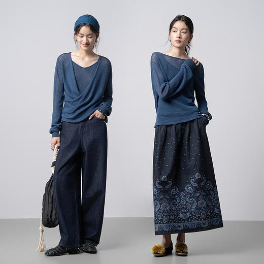 【林栖设计小店】自由松弛|毛织上衣交叠艺术感两件套2026早春新款套装女1961092 商品图2