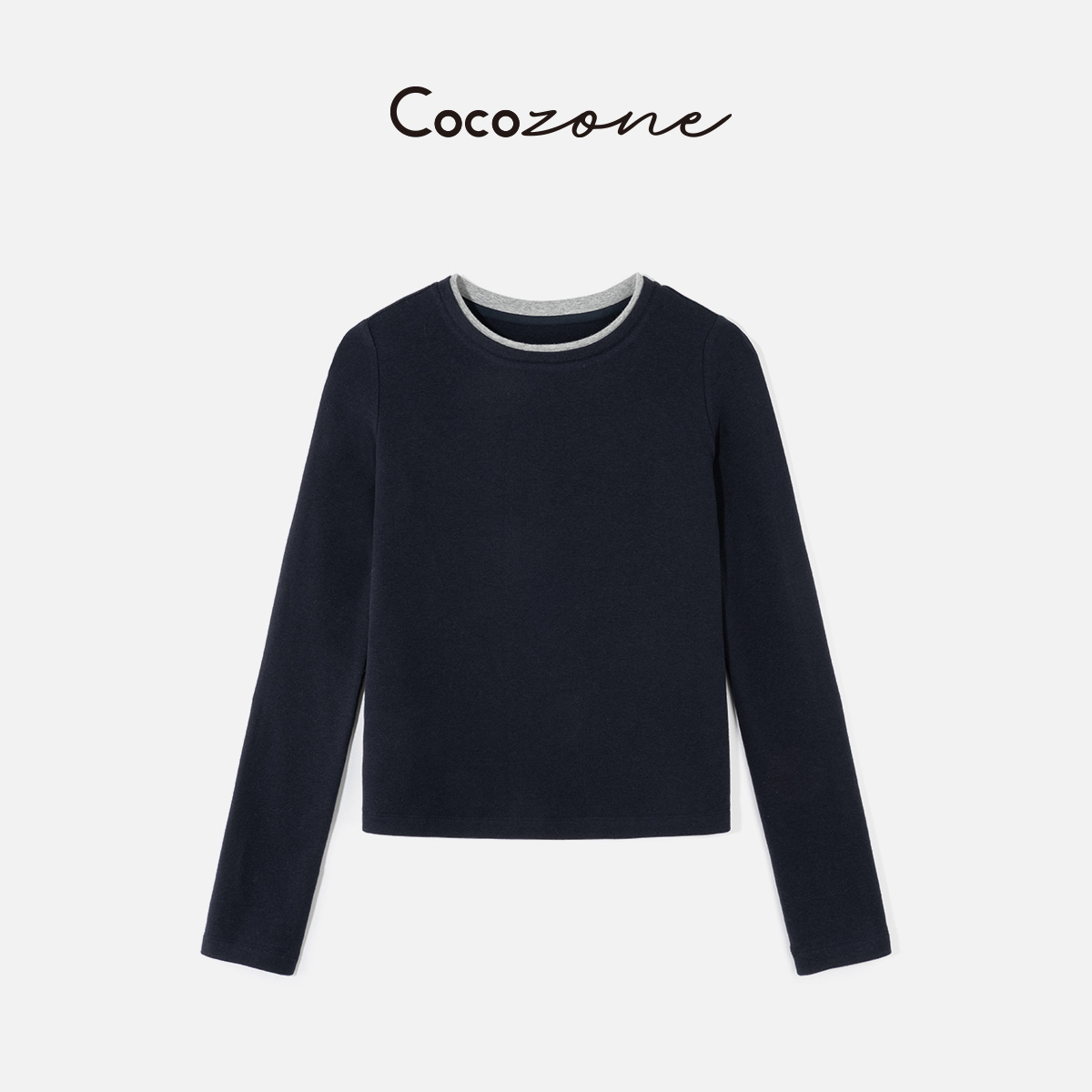 COCO ZONE 刘 一一 “撞色打底”绵羊毛混纺圆领长袖T恤 CD1A1765