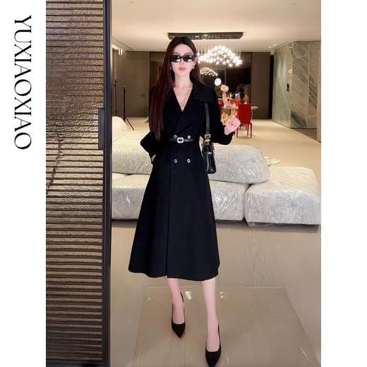 余潇潇【永恒魅力】羊绒绵羊毛拼接可拆卸山羊绒领子泡泡袖收口大衣 商品图3