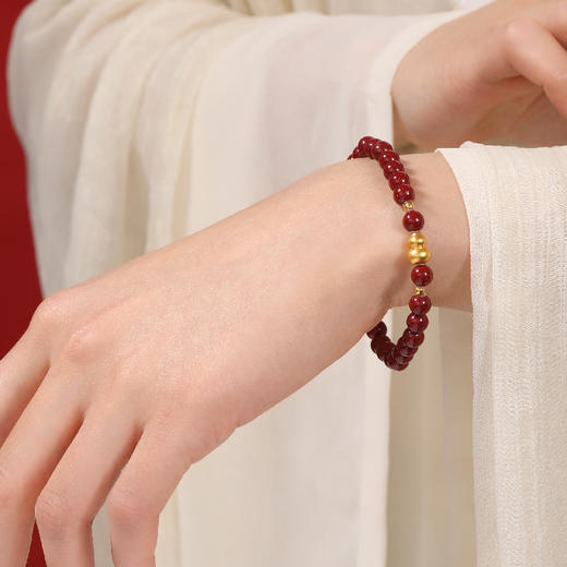 【故宫饰品】红韵福禄黄金足金999朱砂手串文创新年本命年生日礼物 商品图1