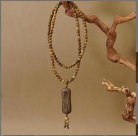 莞香沉香绿奇楠6mm圆珠多圈长串+圆角无事牌