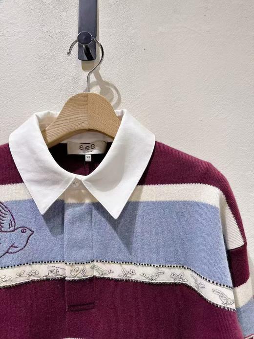 中性款条纹针织polo衫毛衣la 商品图2