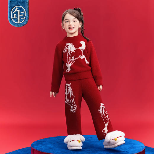 徐悲鸿联名年衣童装家居服套装冬季新款女童大展鸿图家居服套装 商品图1