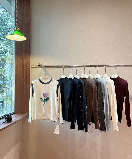 PIANAI冷小姐# 肩部嵌花羊毛半高领打底毛衣 商品图1