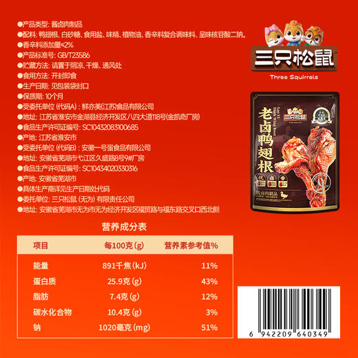 三只松鼠 新奇特_老卤鸭翅根/卤香味/计量称重 商品图5
