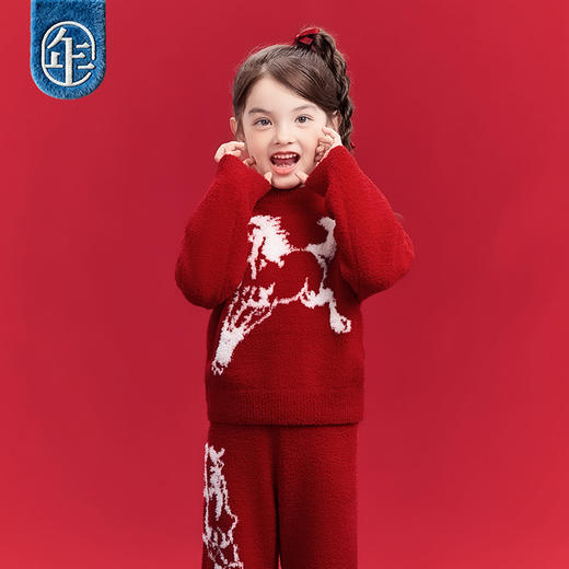 徐悲鸿联名年衣童装家居服套装冬季新款女童大展鸿图家居服套装 商品图4