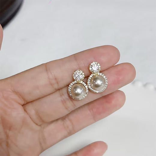 精致优雅珍珠镶钻石银针耳环-纪念日百货门店同款167596416 商品图4