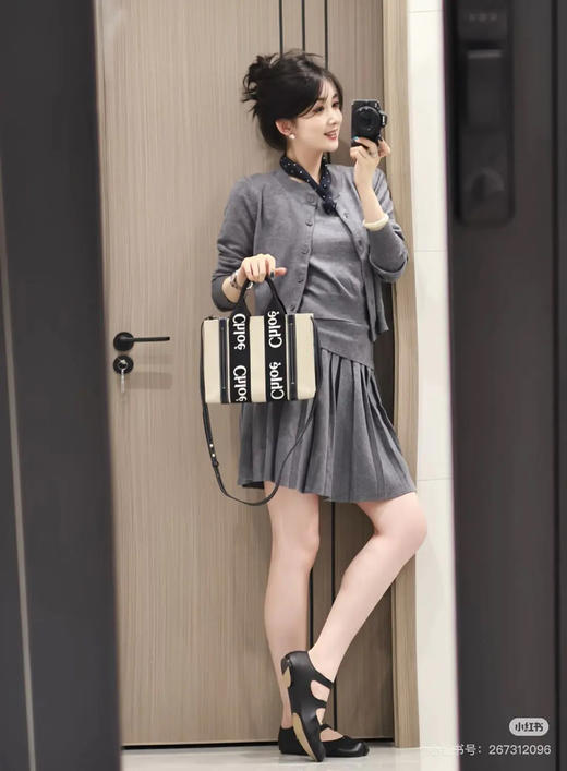 Chloe Woody 米色拼黑色 帆布拼牛皮 小号 托特包 商品图2