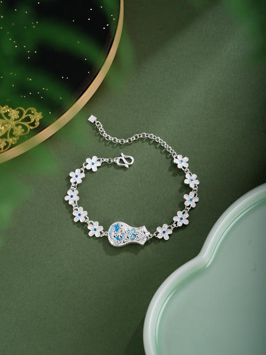 子佩集【花绕云裳】银S990手链【QFSL020】一个旗袍花朵花丝珐琅彩原创作品 商品图7