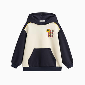 【MQD】童装男童连帽加绒卫衣冬款宝宝上衣儿童撞色拼接加厚保暖外套