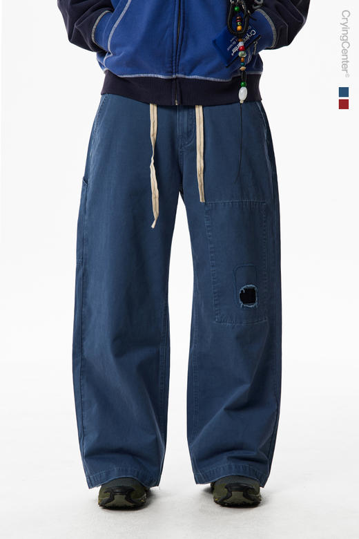 CryingCenter 水洗做旧补丁弯刀裤宽松法工裤 哭喊中心 商品图4