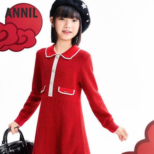 【实体店同款】女童针织连衣裙春季新款安奈儿童装AG613020 商品图1
