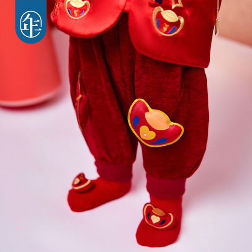 年衣童装婴童裤子冬季新款宝宝男女童加绒长裤中式富贵平安婴童绒裤 商品图4