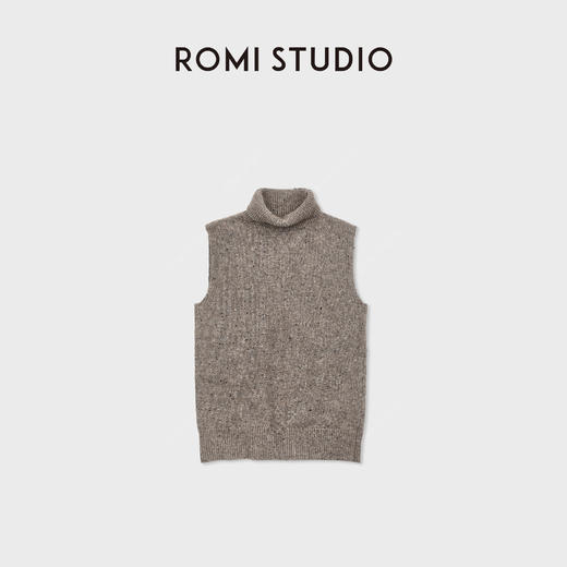 ROMISTUDIO“老钱腔调”羊毛混纺高领花纱彩点毛织背心 RWDSST1855 商品图2