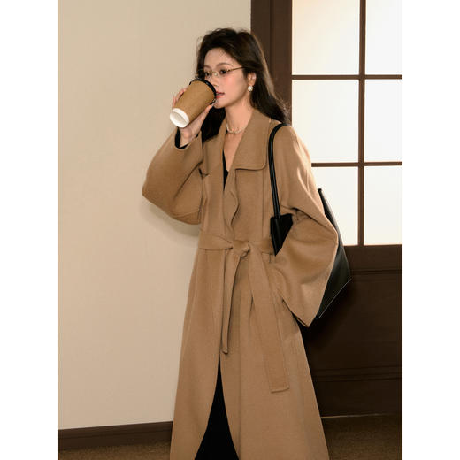 黑标 鹿向南「巴黎杂志」高级感双面呢毛呢外套女冬宽松羊毛大衣 商品图0