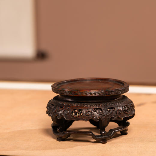 清	黄花梨云纹三弯腿五足带托泥器座 商品图0