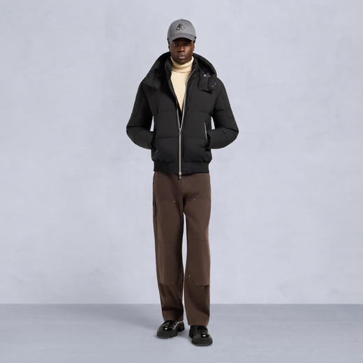 MOOSE KNUCKLES 男士金属驼鹿指节徽标绗缝连帽羽绒服 黑色 M35MB049 292 商品图5