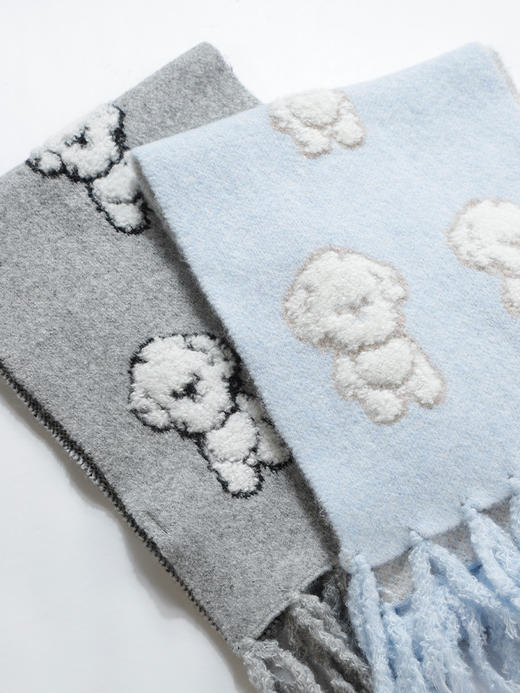 卡通立体小狗撞色围巾女2025冬季流苏长巾围脖-纪念日百货门店同款167844344 商品图4