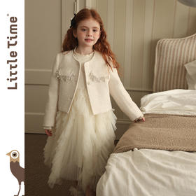 littletime女童套装2025秋冬新款儿童韩版小香风外套公主裙两件套